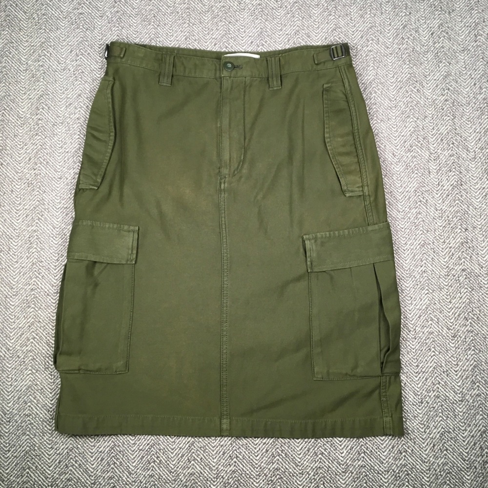 TNA Aritzia Surplus Division Olive Green Cotton Cargo Midi Skirt Women Size 6